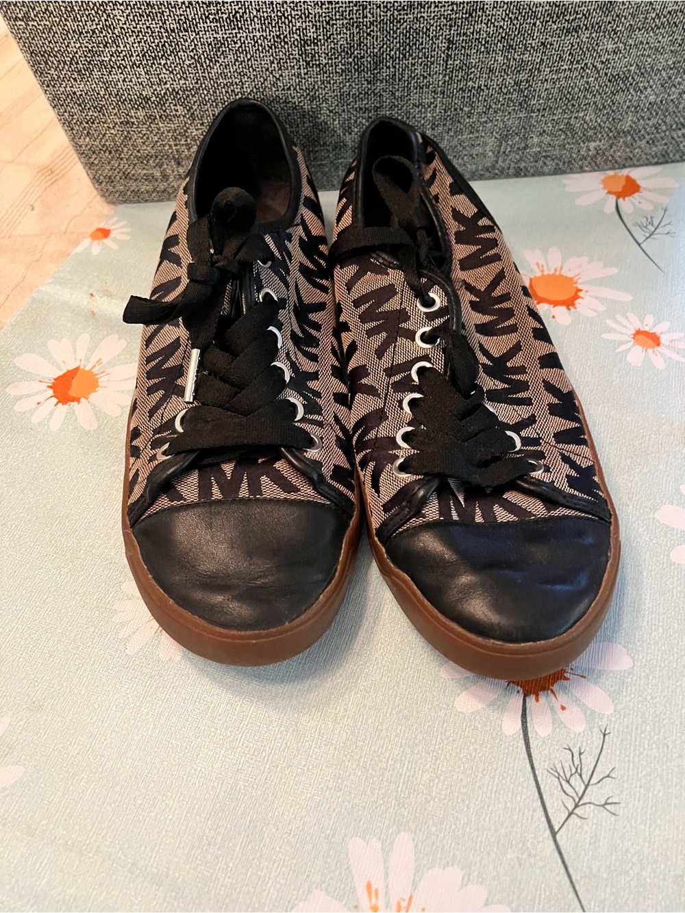 Michael Kors Black and Brown Logo-Print Low-Top Sneakers